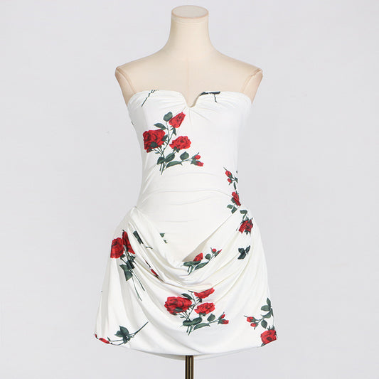 Printed Folding Design Dress