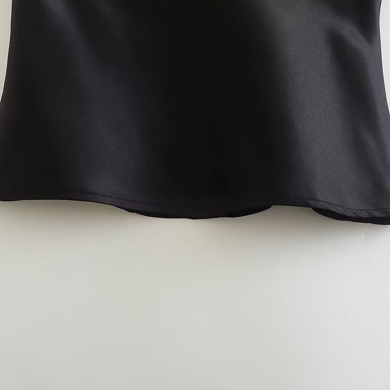 Off Shoulder Black Satin Top