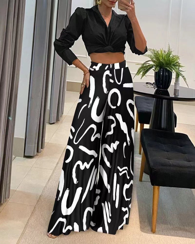 Printing Wide Leg Pants