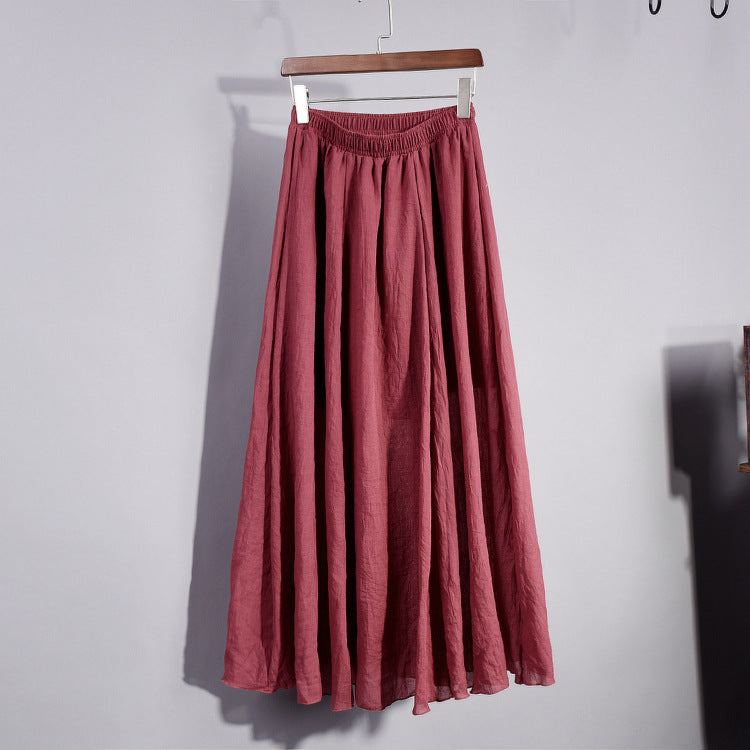 Linen A- Line Skirt Pleated