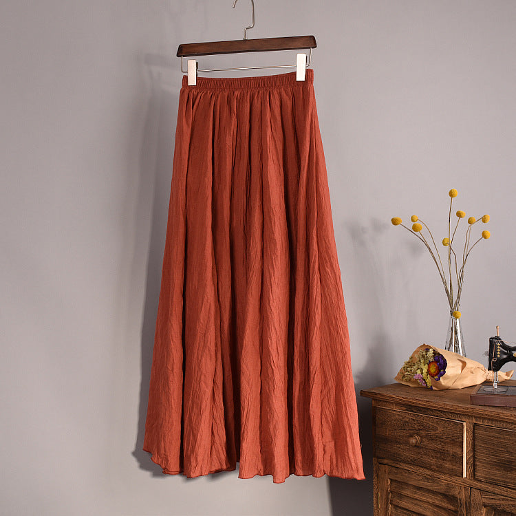 Linen A- Line Skirt Pleated