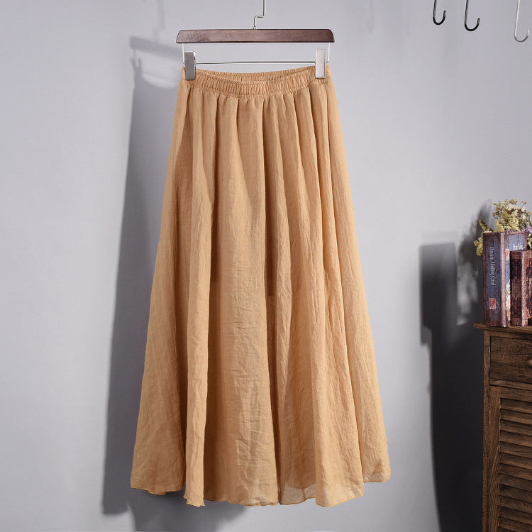 Linen A- Line Skirt Pleated