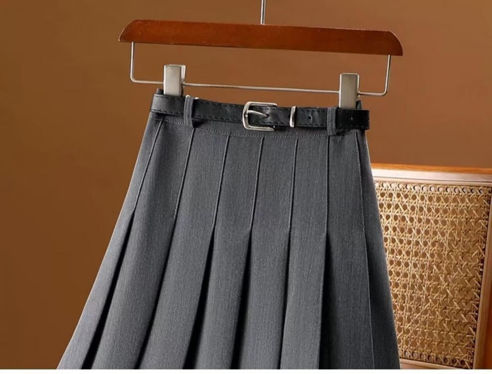 Gray Mid-length Skirt