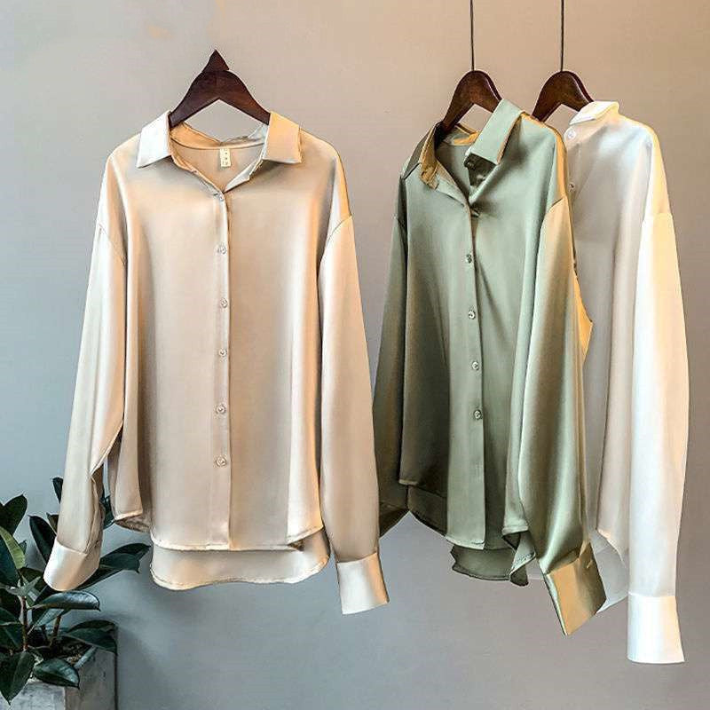 Long-sleeved Satin Shirt