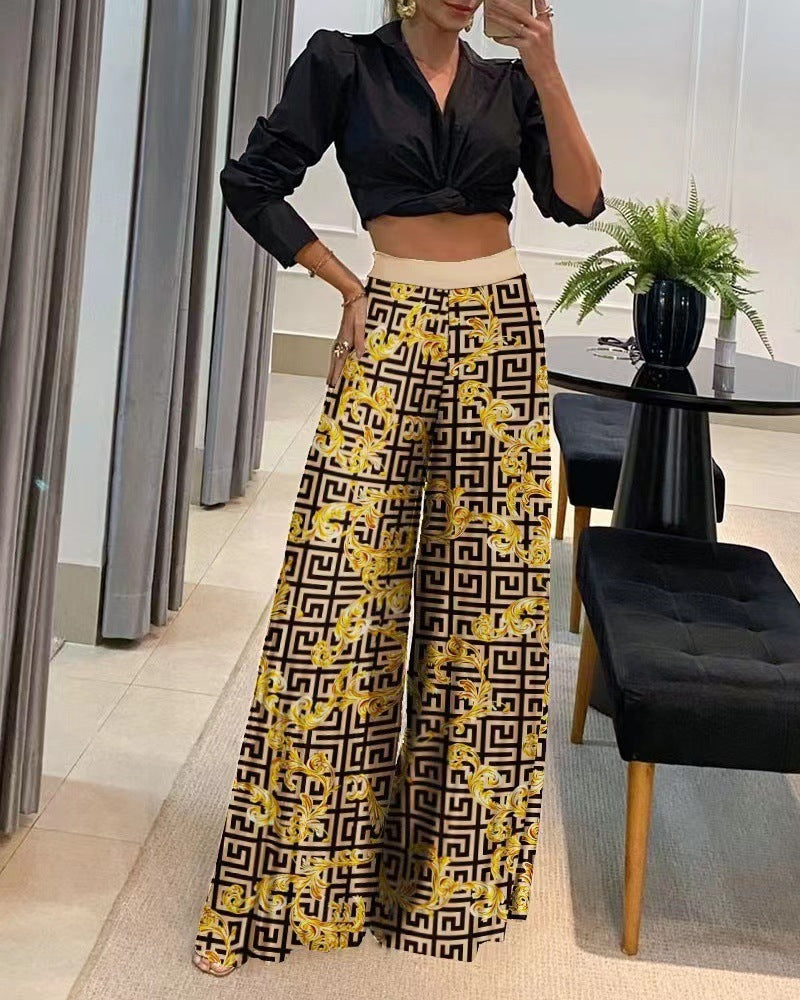 Printing Wide Leg Pants