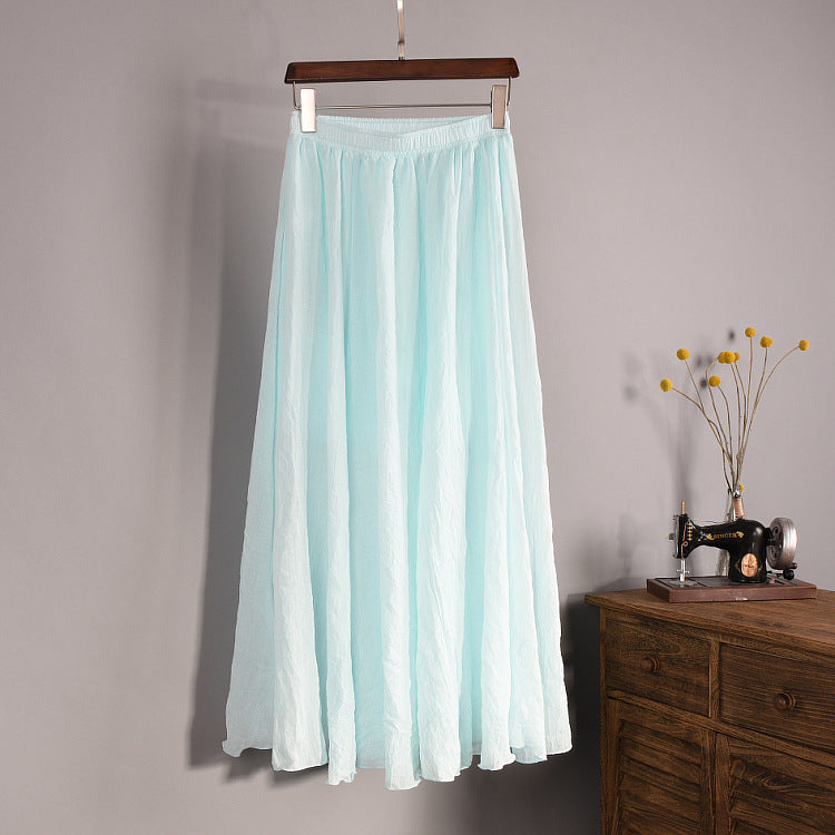 Linen A- Line Skirt Pleated