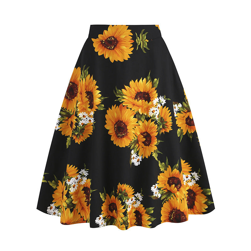 Vintage Printed Hepburn Floral Skirt