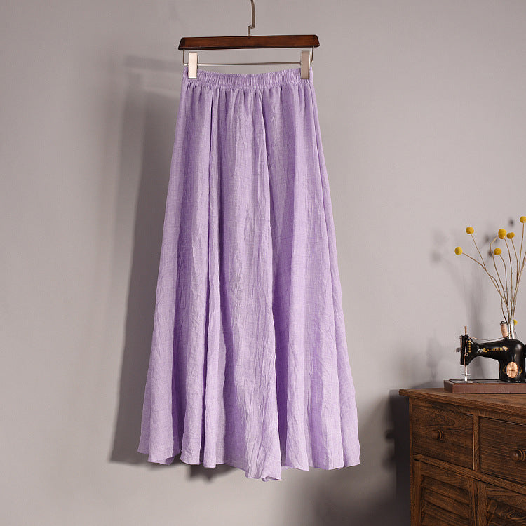 Linen A- Line Skirt Pleated