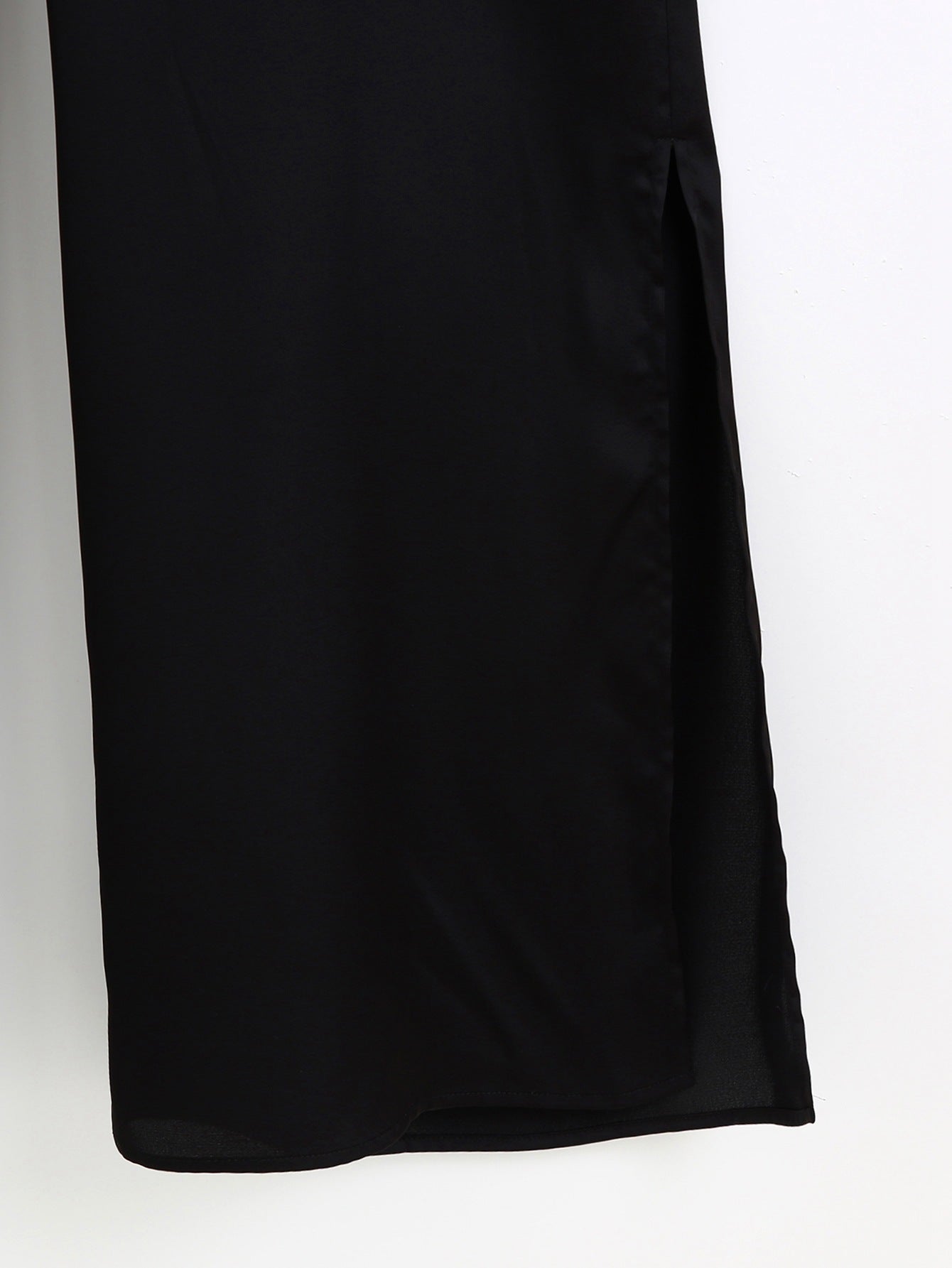 Silk Texture Belt Black Jumpsuit