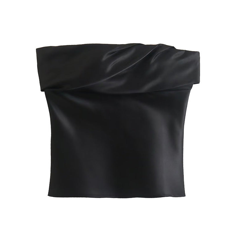 Off Shoulder Black Satin Top