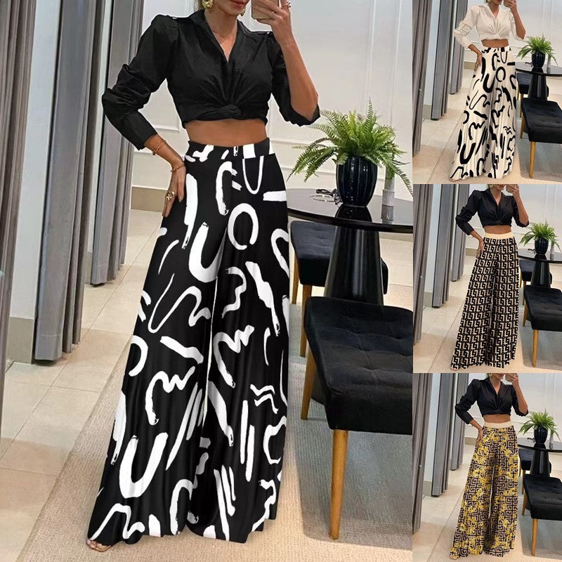 Printing Wide Leg Pants