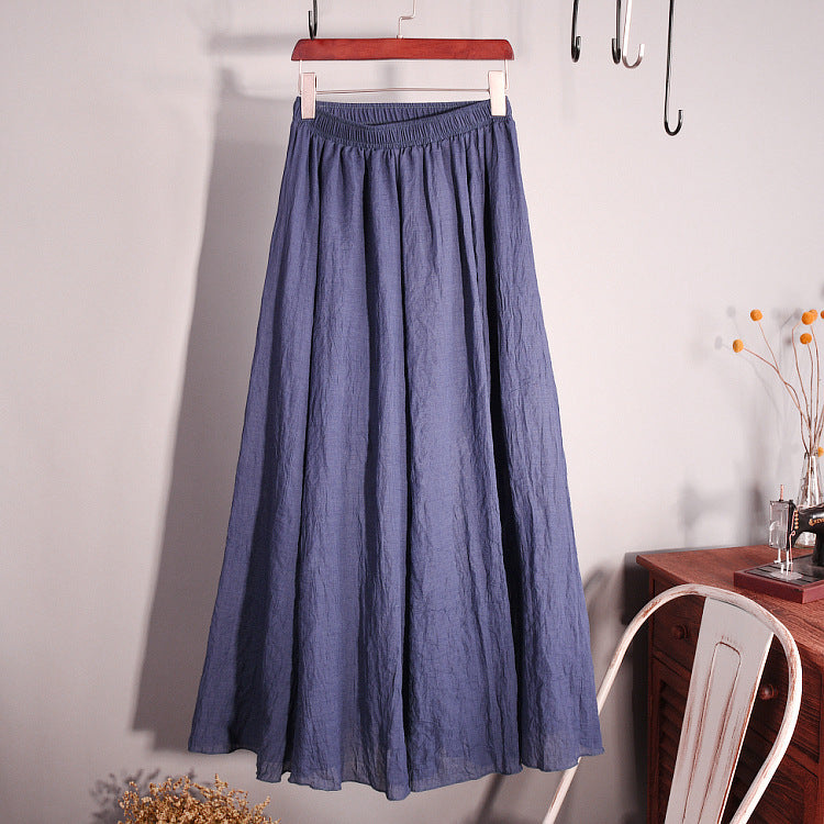 Linen A- Line Skirt Pleated