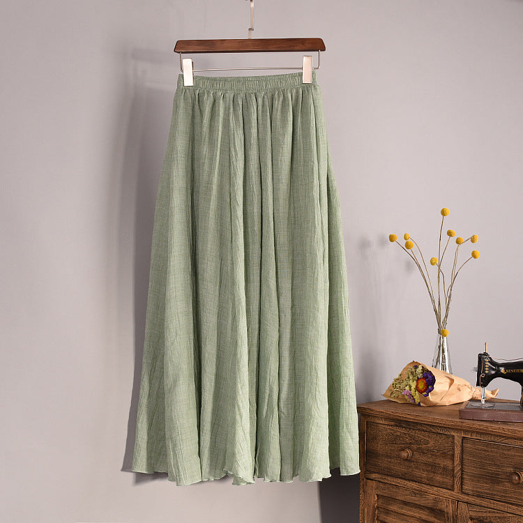 Linen A- Line Skirt Pleated