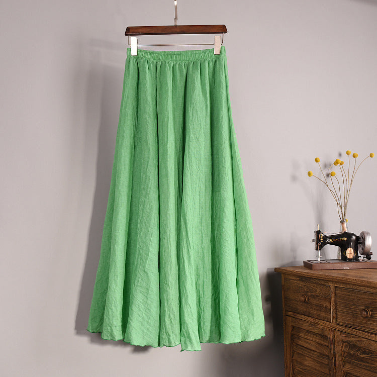 Linen A- Line Skirt Pleated