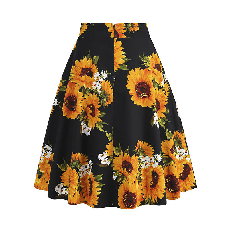 Vintage Printed Hepburn Floral Skirt