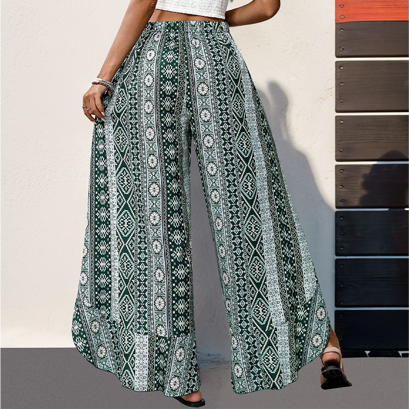 Ruffled Wide-leg Pants Split Trousers