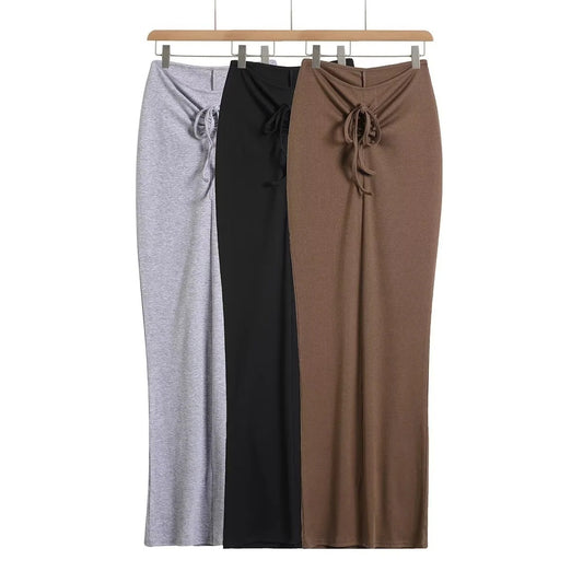 High Waist Drawstring Tight A- Line Skirt